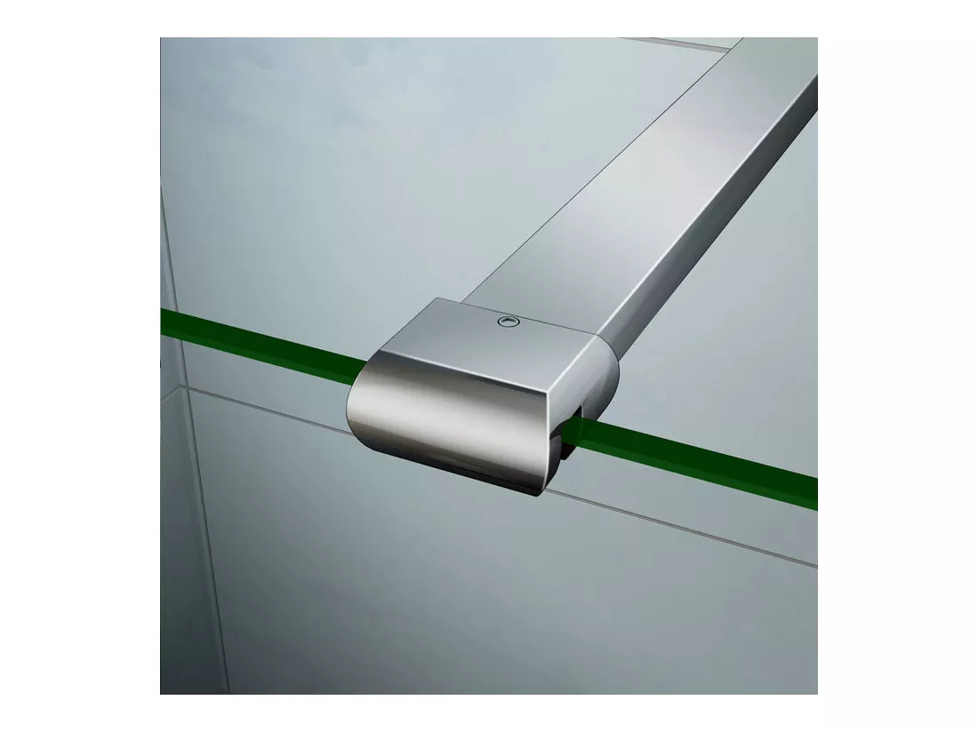 Paroi de douche à l'italienne 80+30x200cm avec retour pivotant - Verre 8mm trempé - Avec barre de fixation 140cm recoupable