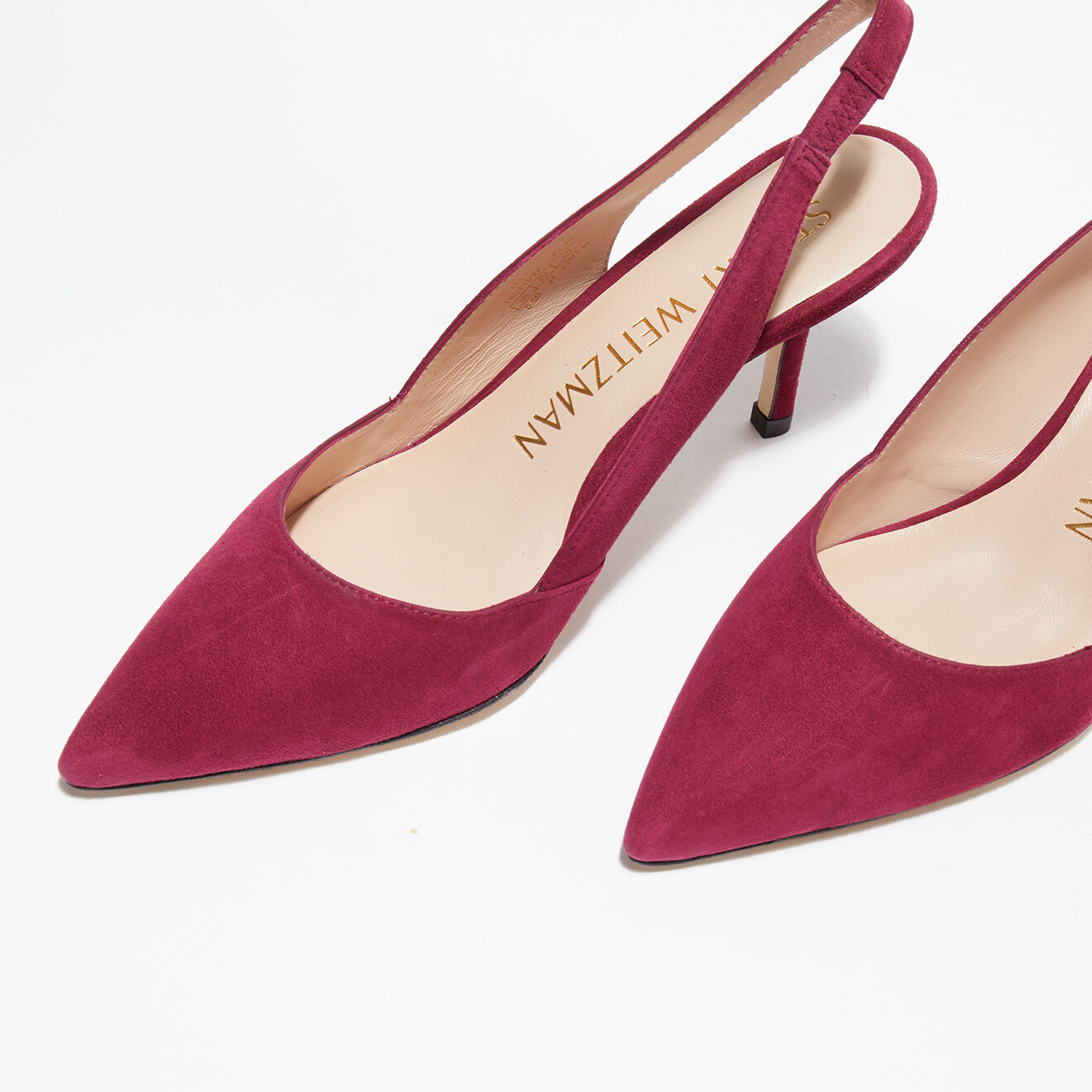Stuart Weitzman Slingbacks en Velours de Cuir Leilana framboise - Talon 7.5 cm
