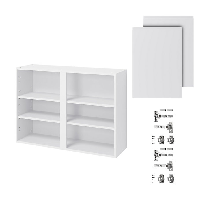 Meuble haut de cuisine avec 2 portes GoodHome Garcinia blanc brillant L. 100 x H. 72 cm