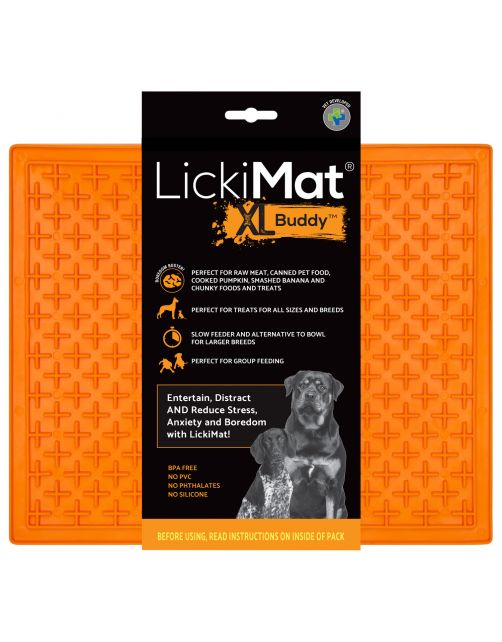 Lickimat Buddy Treat - Slowfeeder Voermat Oranje - Hondenvoerbak