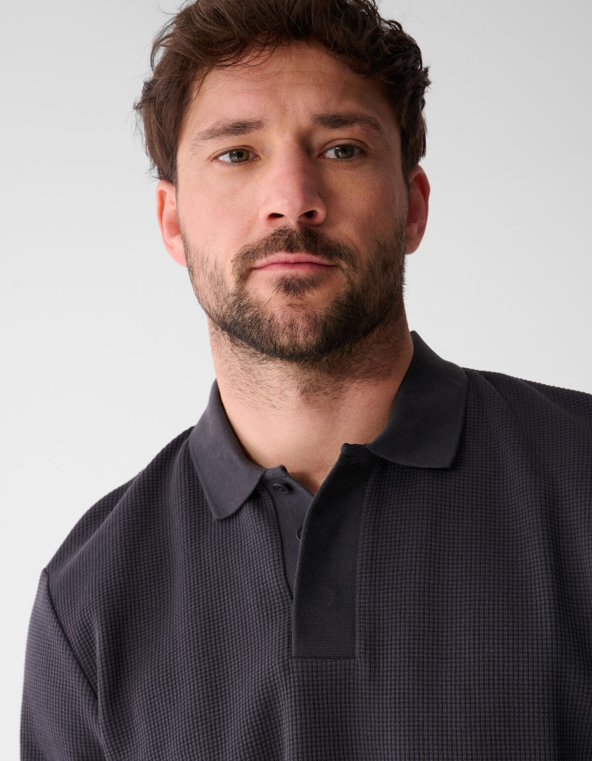 Waffle Polo Donkergrijs