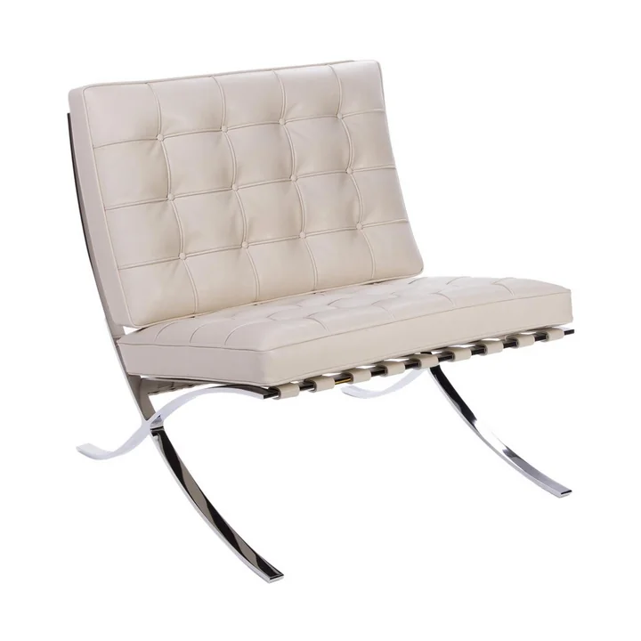 Knoll - Barcelona Relax Sessel, Chrom / Leder elfenbein Venezia