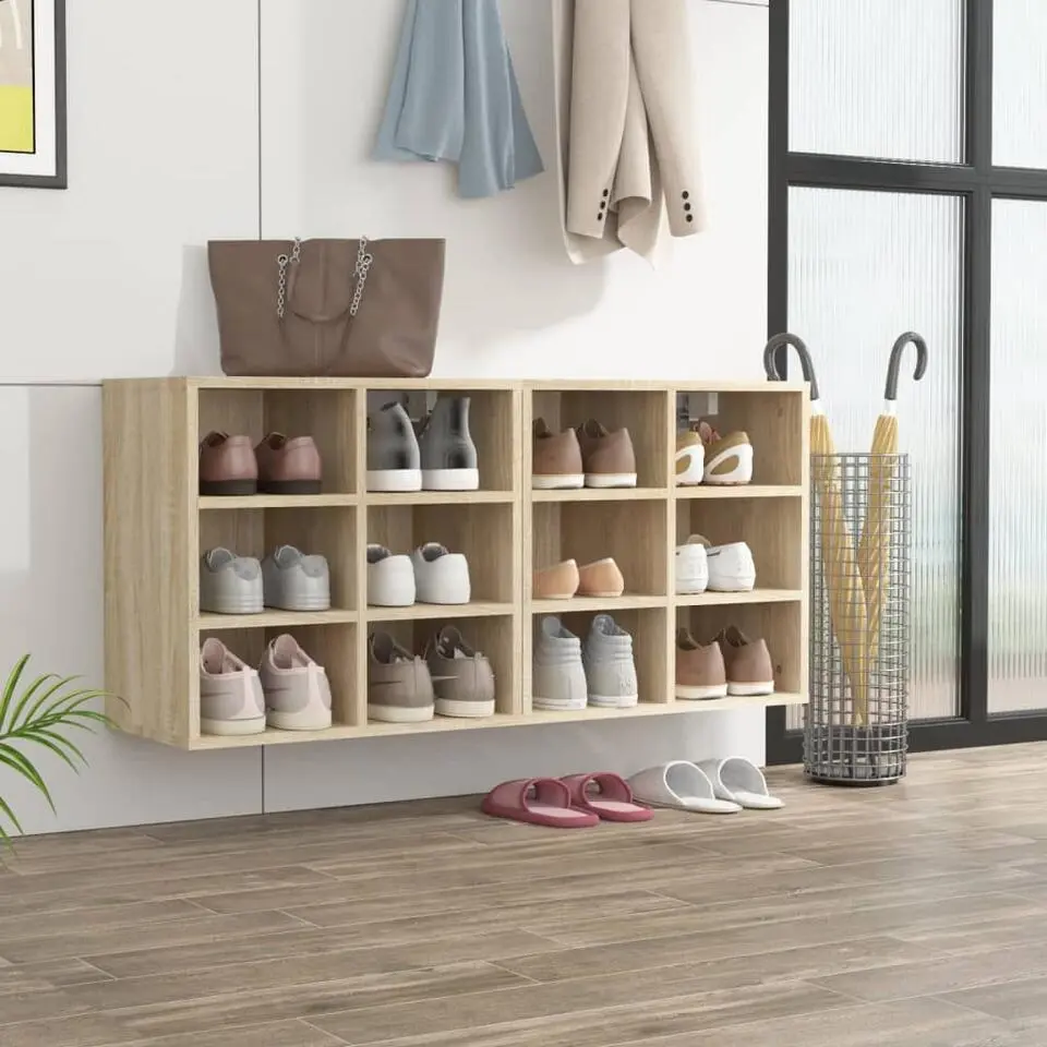 vidaXL - Schoenenkast met 6 vakken - Sonoma eiken - 52.5x30x50 cm - Set van 2