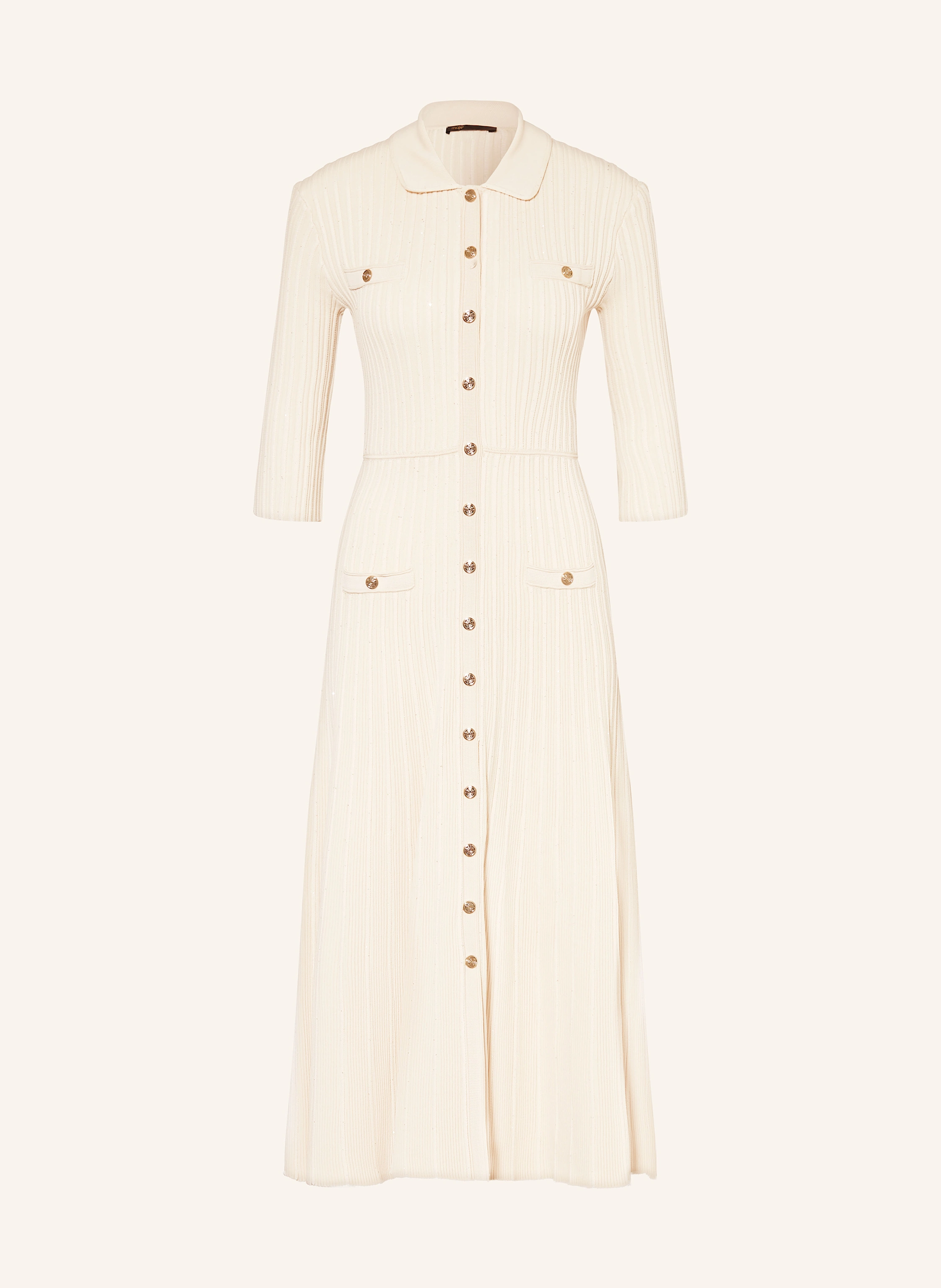 maje Strickkleid mit 3/4-Arm und Pailletten