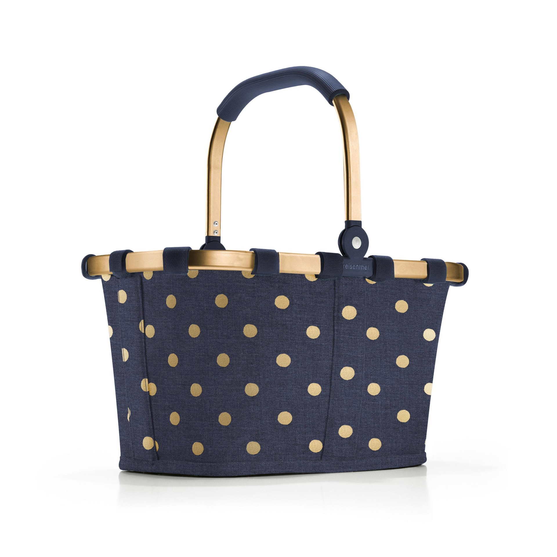 reisenthel Einkaufskorb CARRYBAG XS blau/Polkadots goldfarbig
