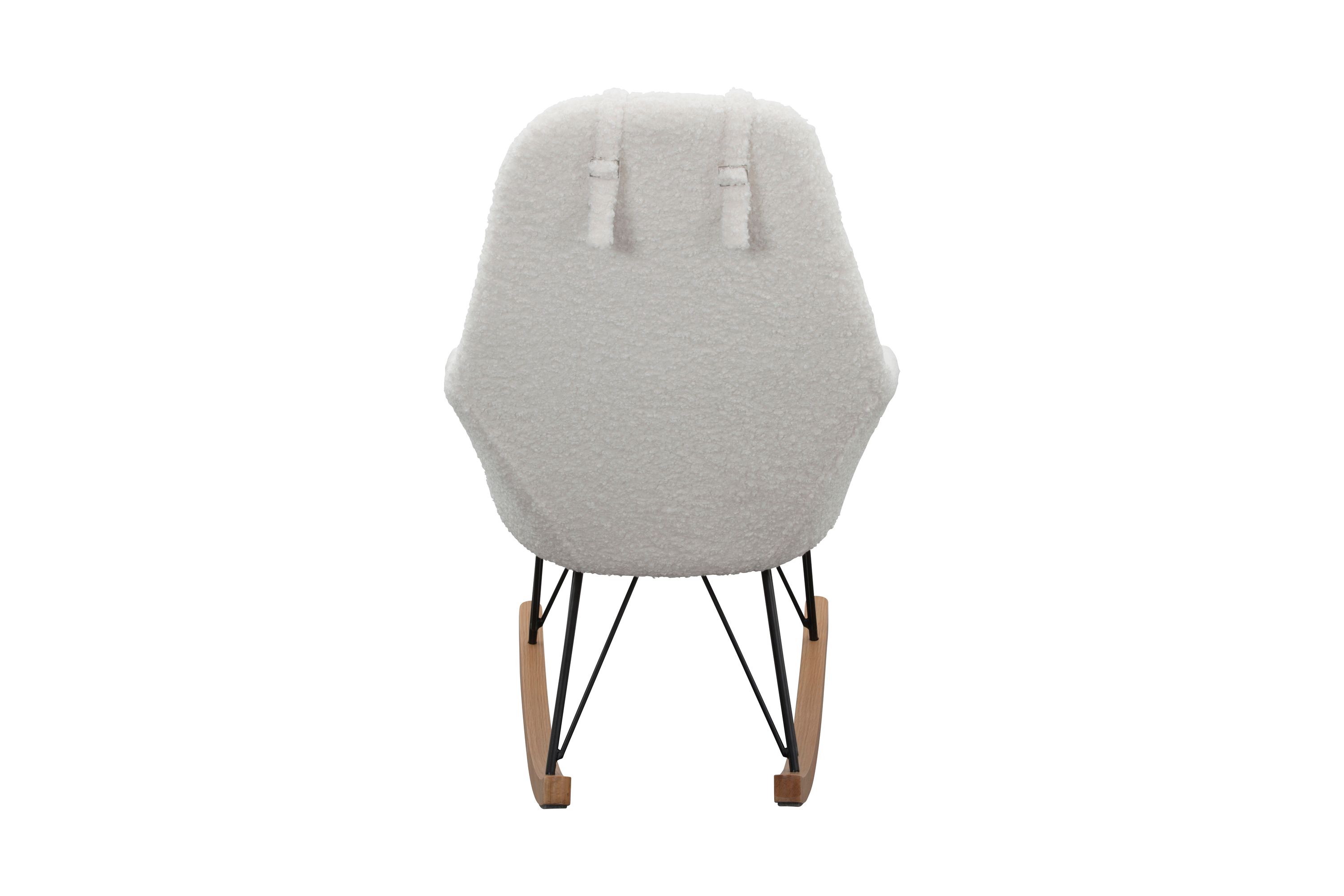 Schaukelstuhl Teddyfell weiß Relaxsessel Polstersessel Ohrensessel Loungesessel