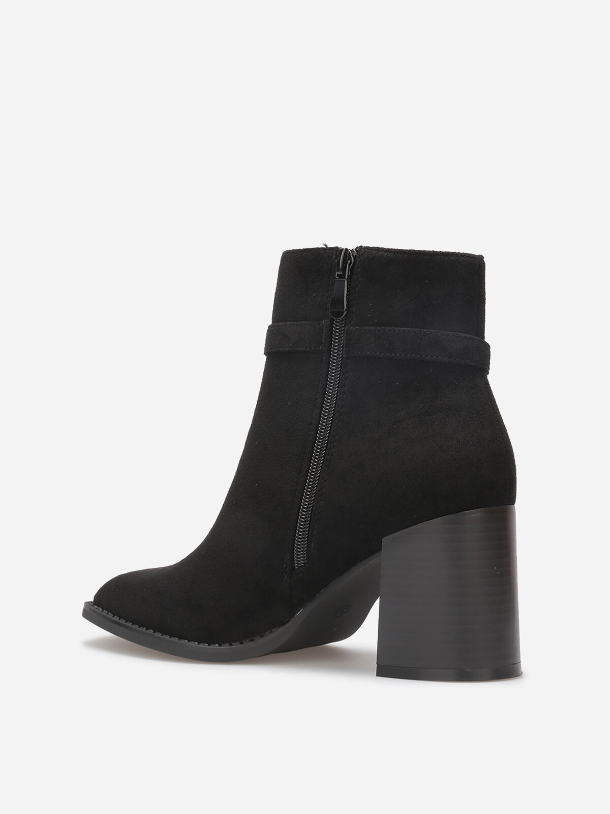 Bottines à talon en suédine avec mors doré- Noir