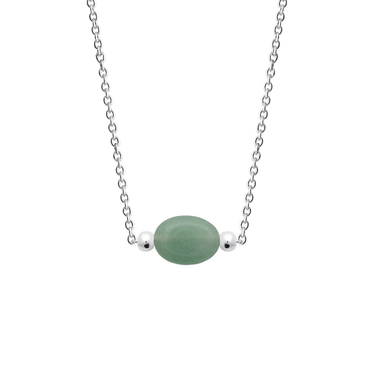 Collier Brillaxis argent quartzite vert