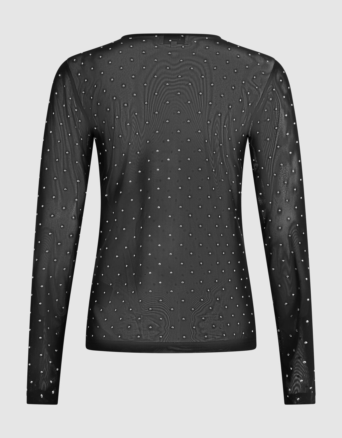 Studded Mesh Top Zwart