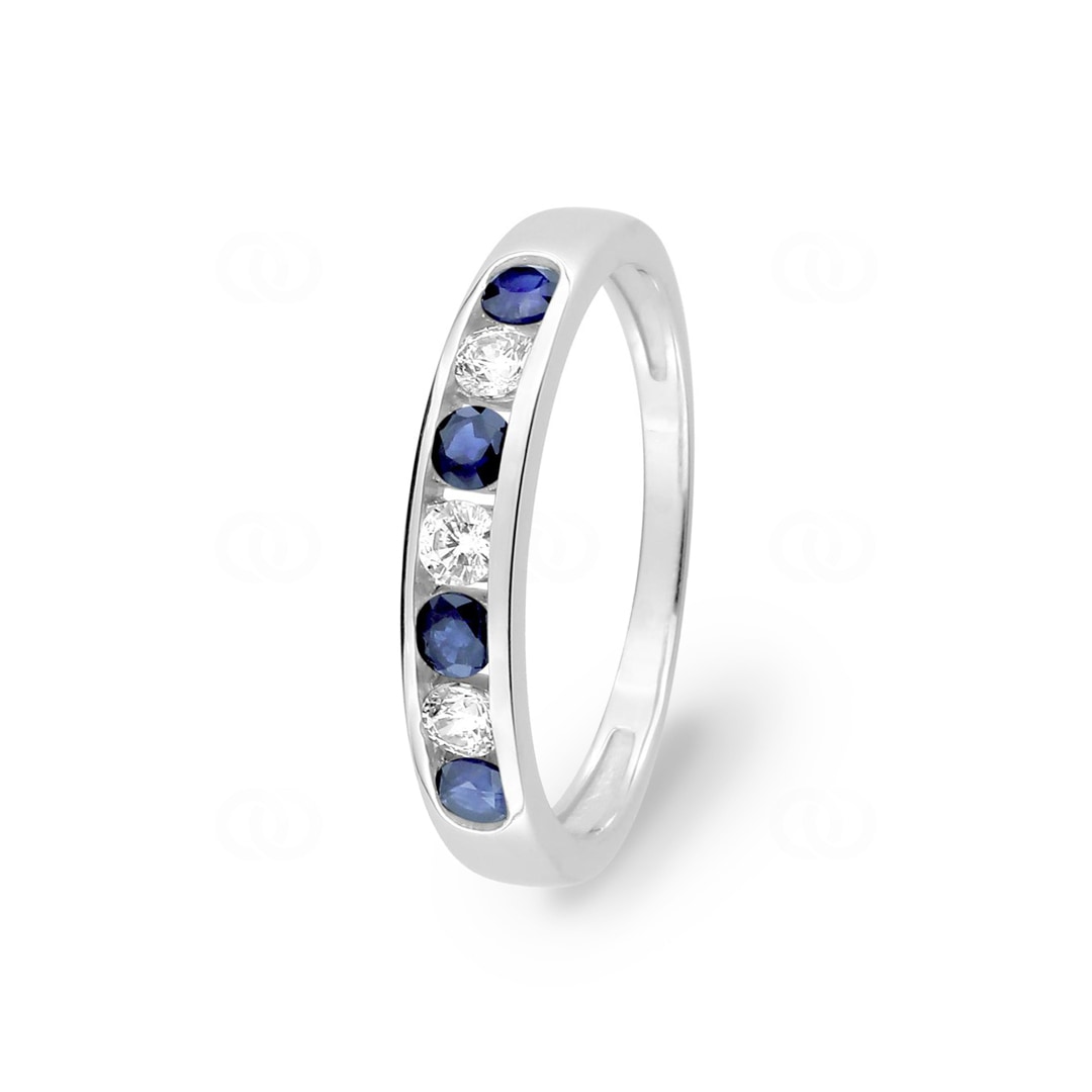 Mémoire-Ring 750/18 K Weissgold mit Saphiren & Zirkonia