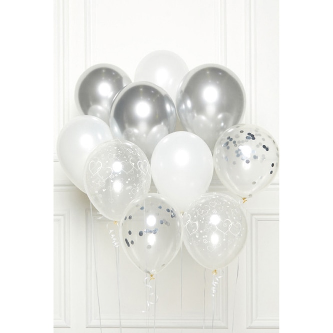 Ballon-Set - Silber - 10 Stück