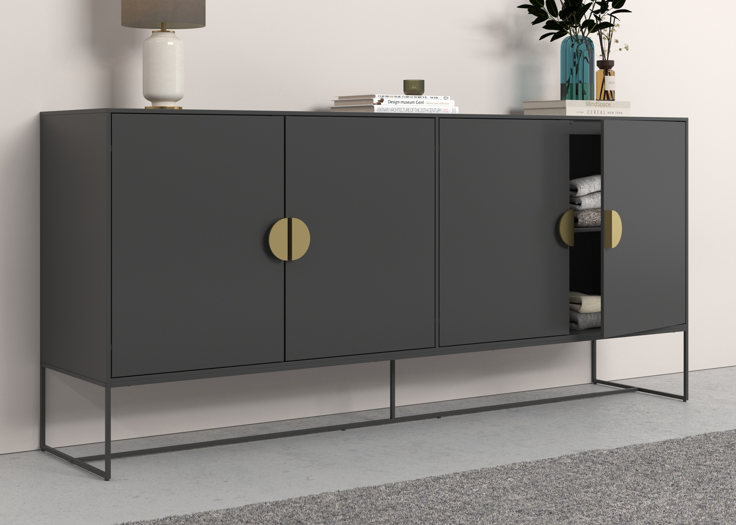 PLACES OF STYLE Sideboard »Abito« Kommode mit Drehtüren, 2 Einlegeböden, Breite 180 cm