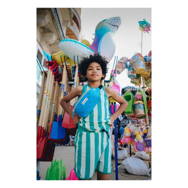 Holi & Love Short Kim Rayure Coton Bio | Vert Menthe