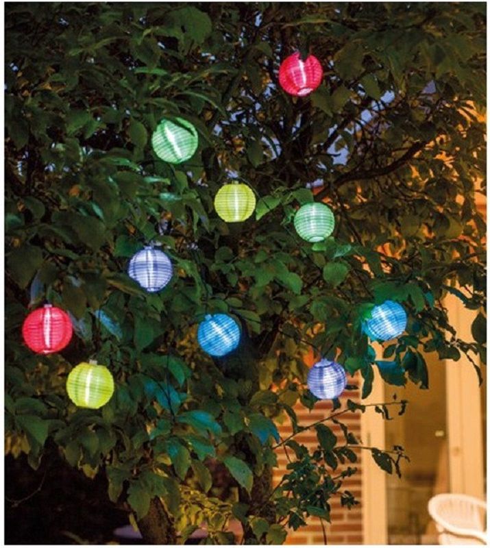 Solar lampion tuinverlichting/feestverlichting gekleurd 4.5m - Partyverlichting Lichtsnoeren