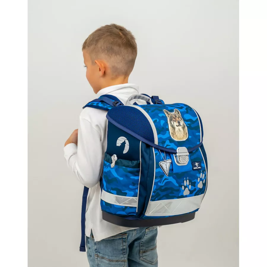 Belmil Schulranzen Classy Schulranzen Set 5-teilig mit Brustgurt Alpha Wolf