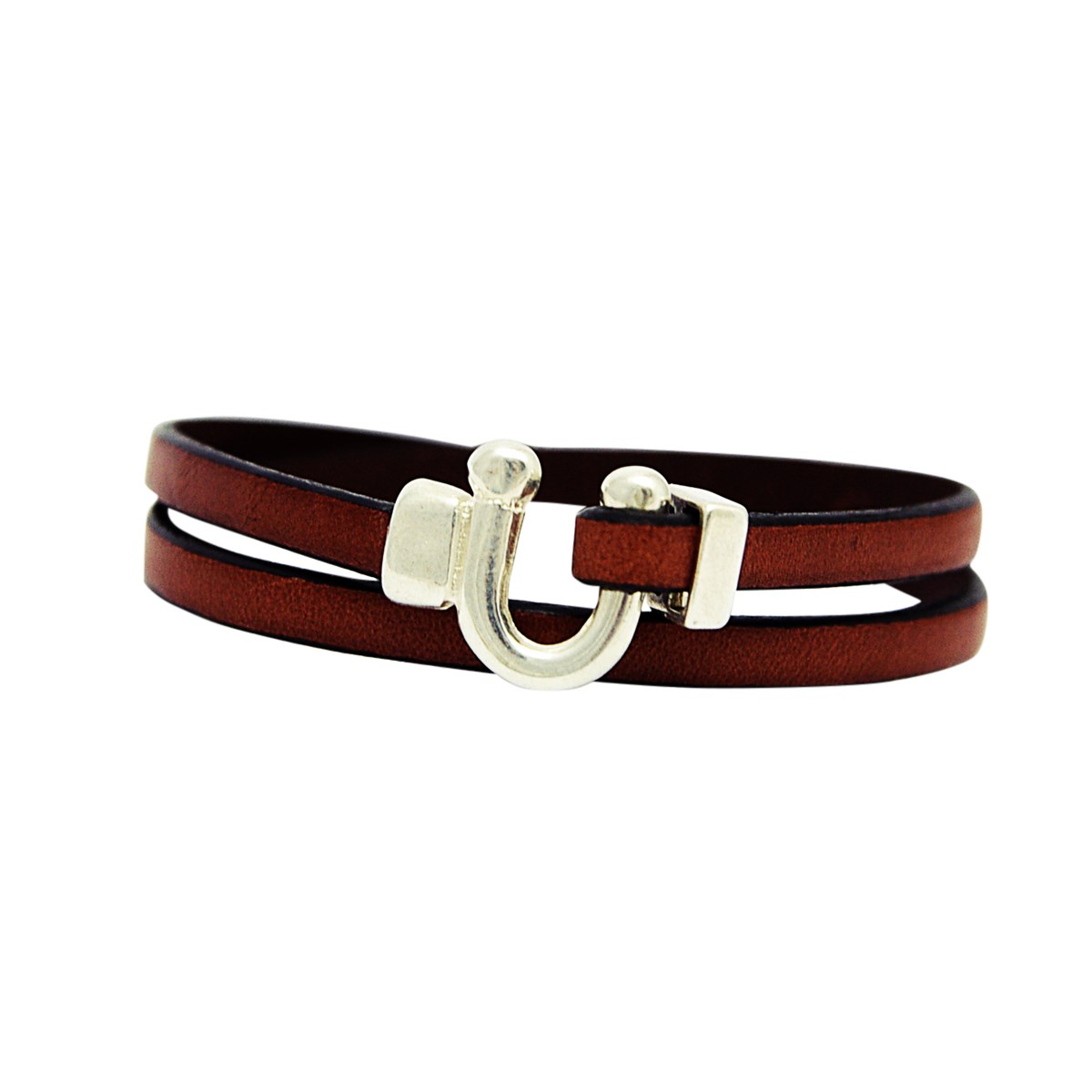 Bracelet en cuir mixte marron Cherokee fait main