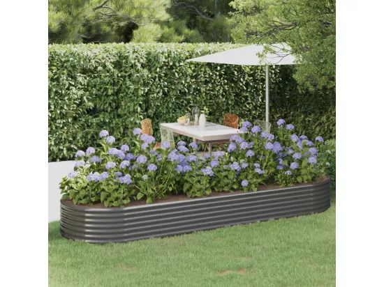 Lit surélevé de jardin Acier enduit de poudre 322x100x36cm gris