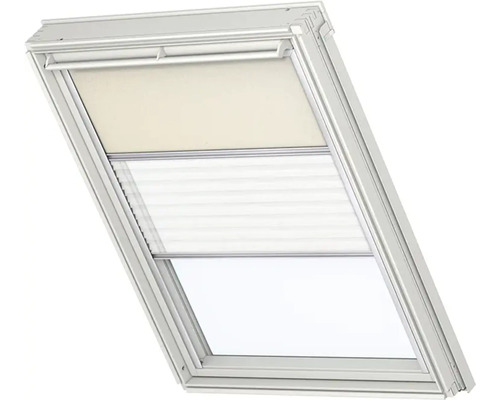 VELUX Advantage Set: Verduisterend rolgordijn, lichtbeige, en plisségordijn, wit, handmatig, aluminium frame, DFD C02 1085S