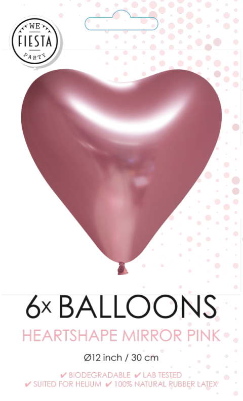 Hartjes Ballonnen Roze 30cm 6st