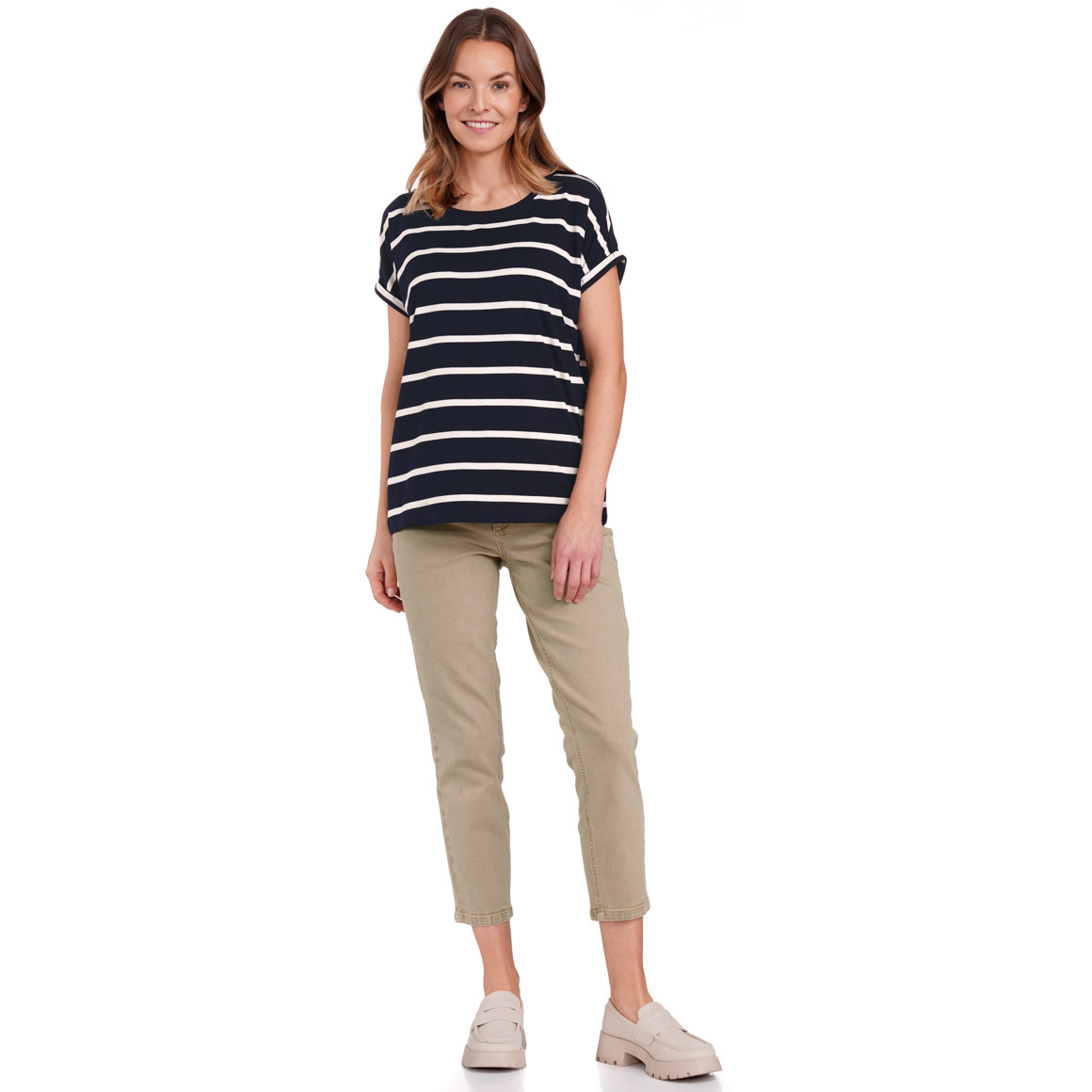Gina Benotti Damen T-Shirt mit Streifen dunkelblau / weiss