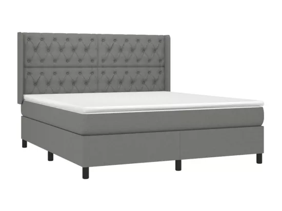 Sommier tapissier et matelas et LED Gris foncé 160x200 cm Tissu