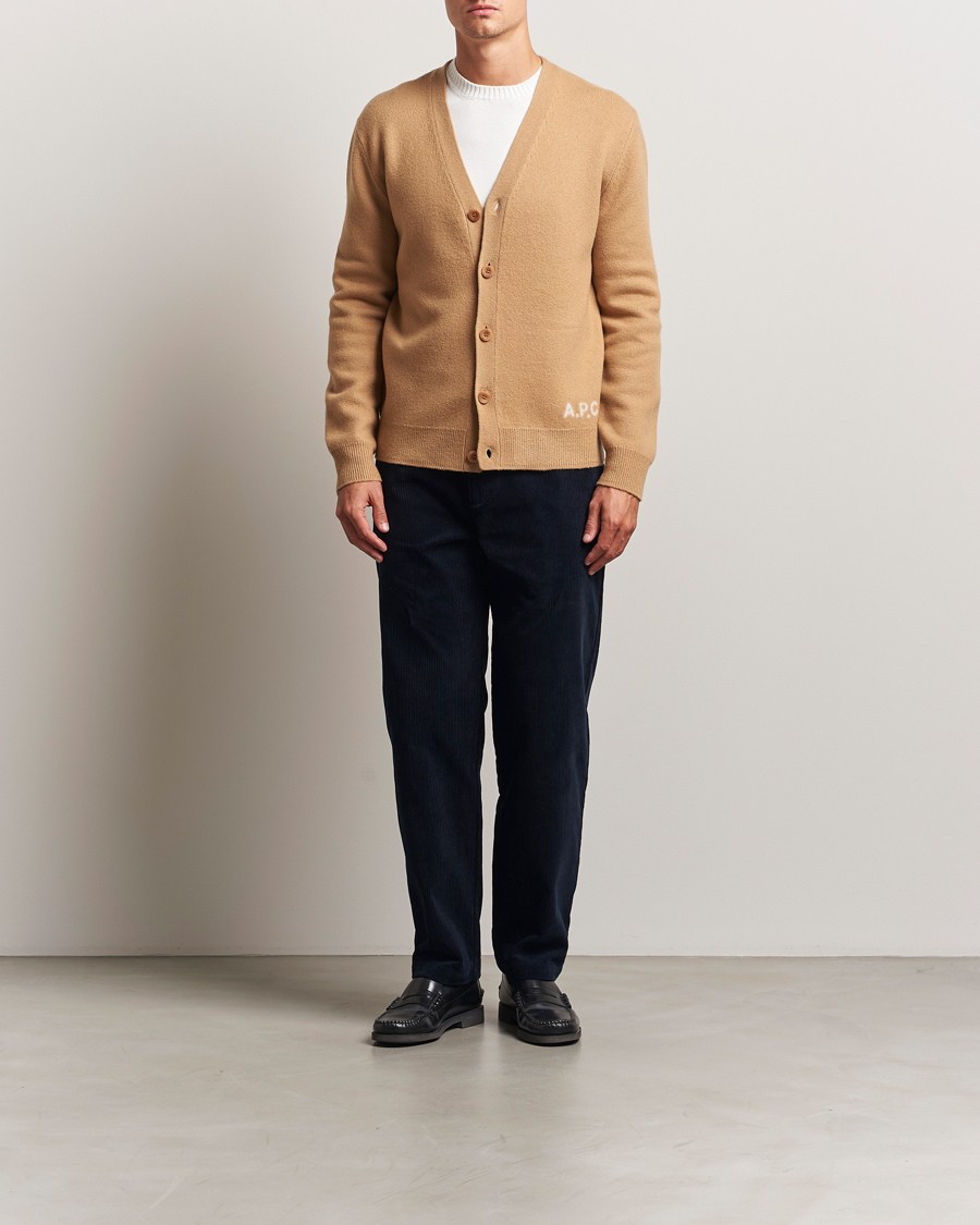 A.P.C. Kenny Wool Knitted Cardigan Camel