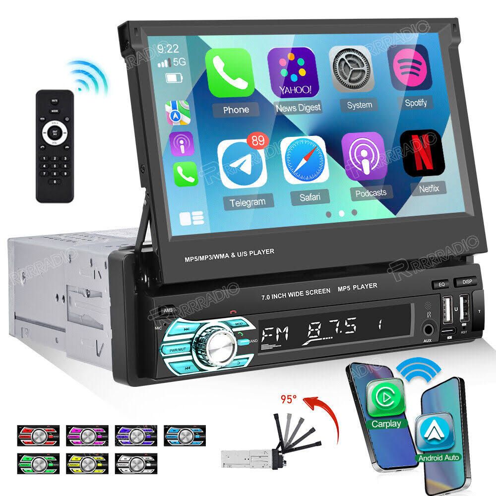 Wireless Carplay 1 Din 7 Zoll Autoradio Mit Ausfahrbarem Display
