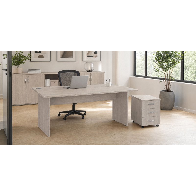 Pack Bureau droit Excellens Bois L 160 x P 80 cm piètement plein + caisson mobile 3 tiroirs Excellens