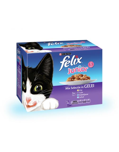 Felix Multipack Maaltijdzakjes Junior - Kattenvoer - Mix 100 g