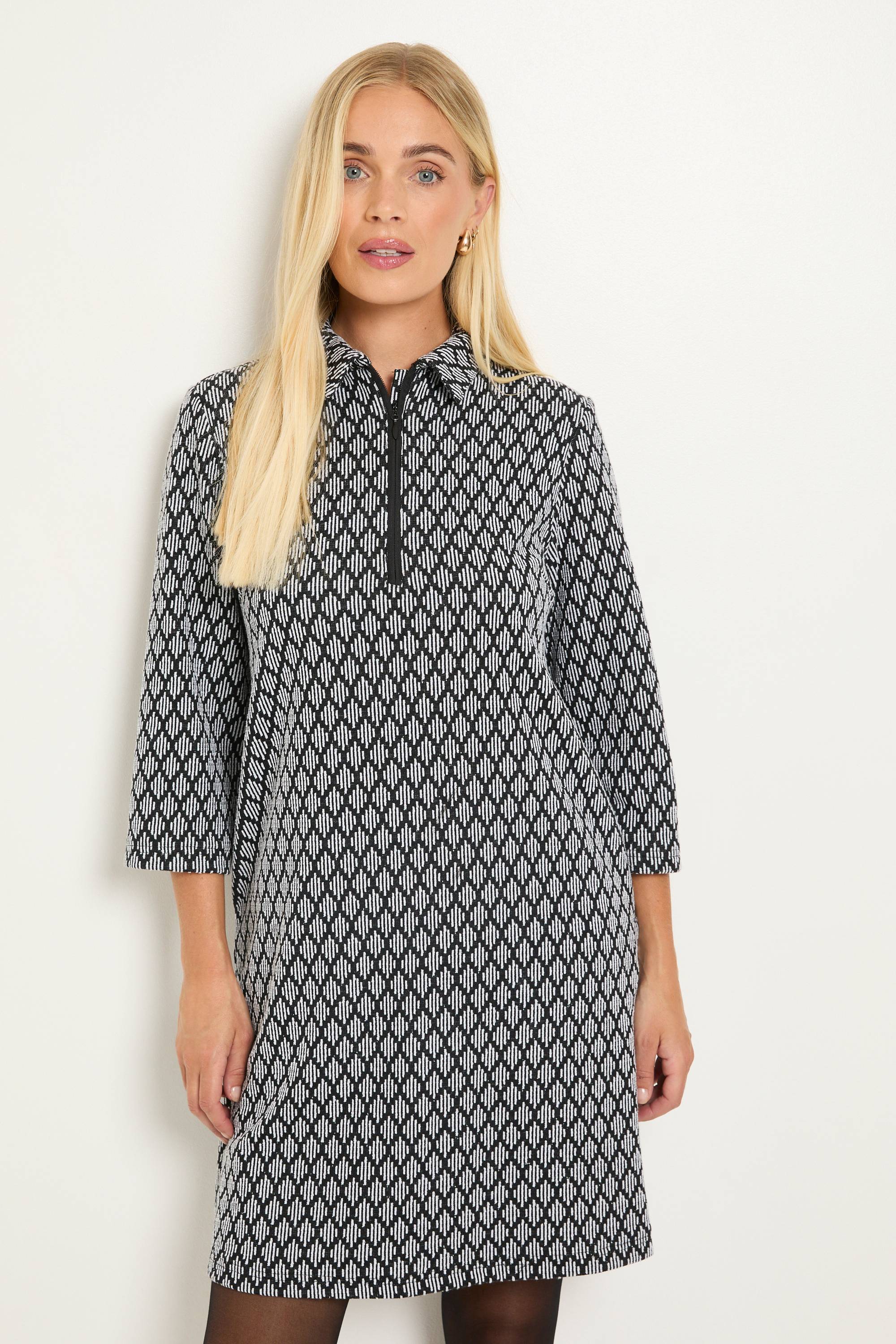 Wallis Robe Droite Zippée En Ponte Jacquard Géométrique Petite Taille