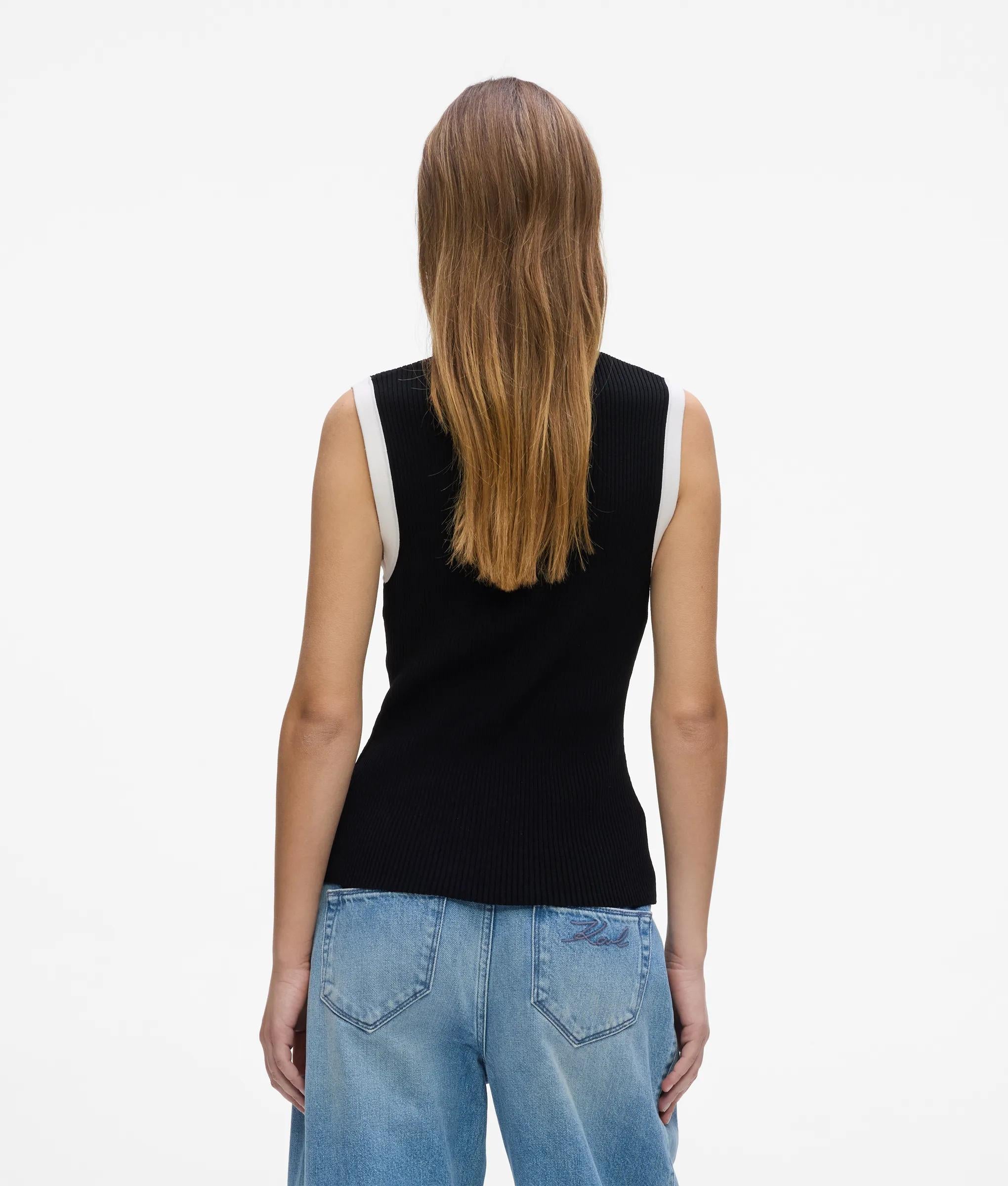 Zwart-wit gebreide tanktop