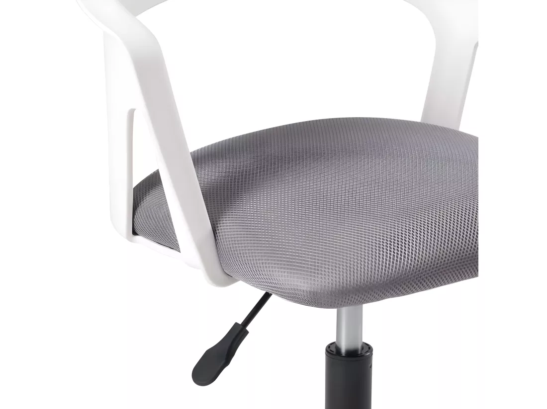 Chaise bureau roulettes accoudoir assise rembourée hauteur réglable pivotant AYA (blanc-gris)