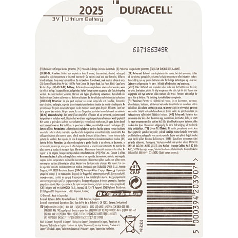 Duracell knapcelle CR2025 batterier 2-pak