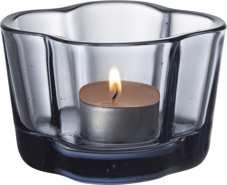 Iittala Aalto fyrfadsstage 6 cm - genbrugsglas Lys blå