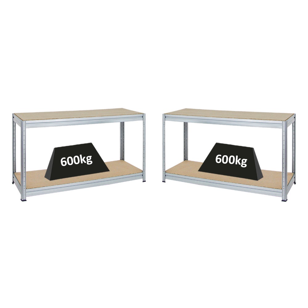 PROREGAL Mega Deal 2x In hoogte verstelbare werkbank Dino HxBxD 90 x 160 x 60 cm Draagvermogen 600 kg Gegalvaniseerd