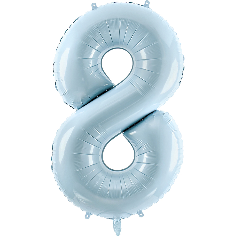 Partydeco Folienballon Zahl 8, hellblau