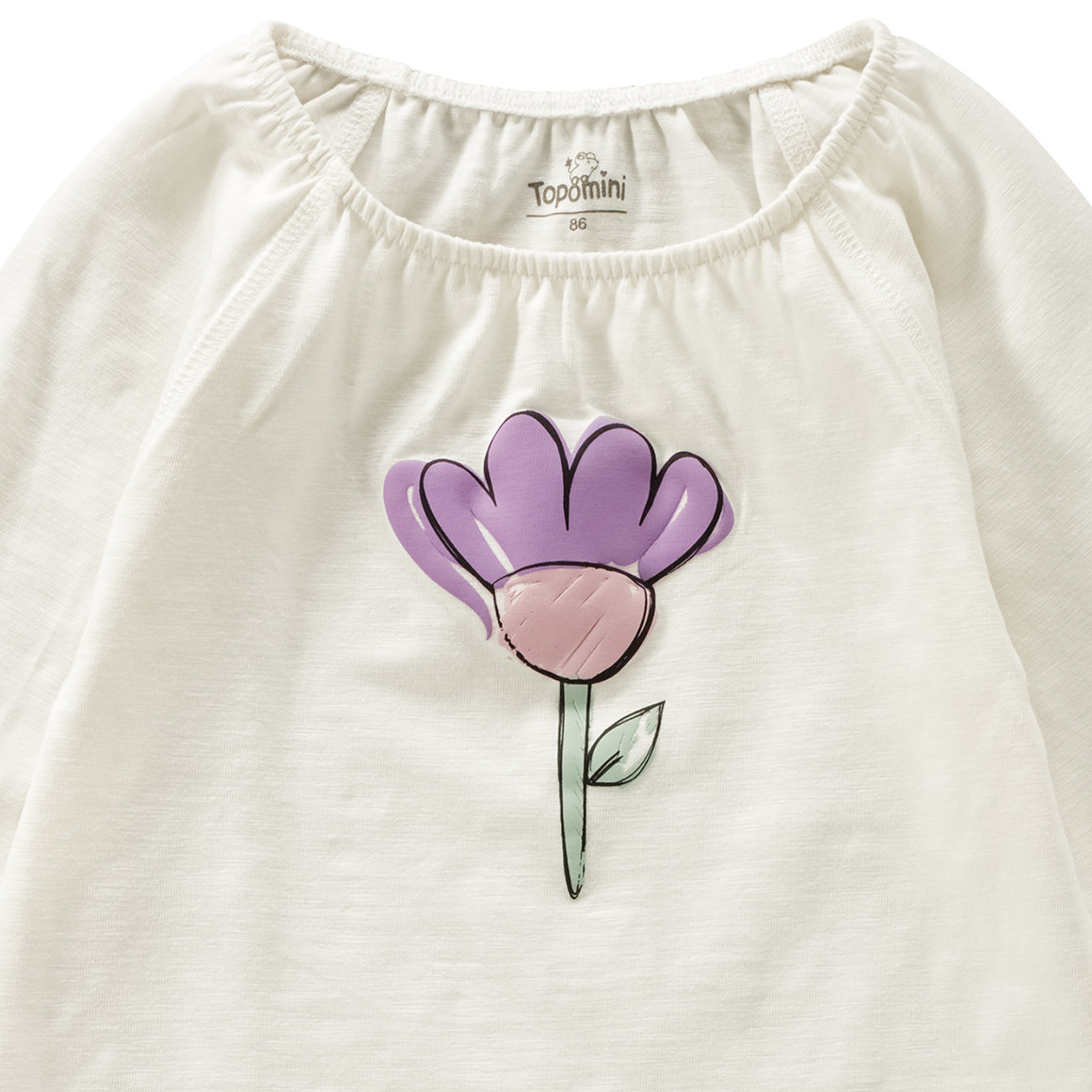 Topomini Baby Langarmshirt mit Blumen-Print cremeweiss