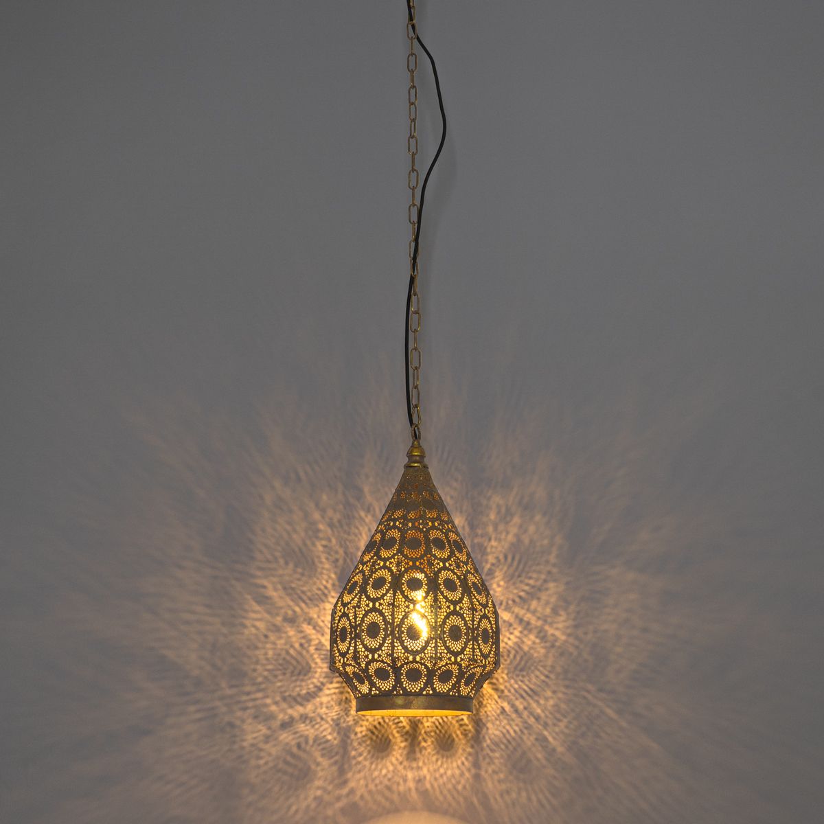 Oosterse hanglamp goud met patroon 26cm - Mowgli