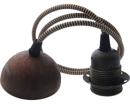 E27-lamphouder met vintage/roest textielkabel, 1 m