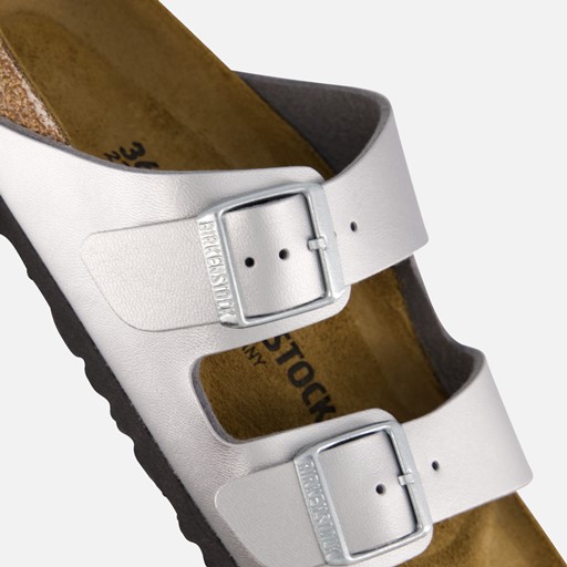 Birkenstock Arizona Slippers zilver Imitatieleer