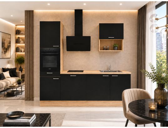 CONCEPT1 - Pack Cuisine ASTUCIO 1 NOIR MAT - 240CM