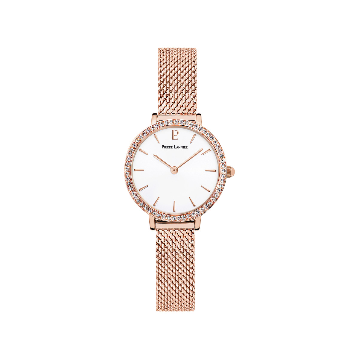 Montre Pierre Lannier femme acier doré rose milanais