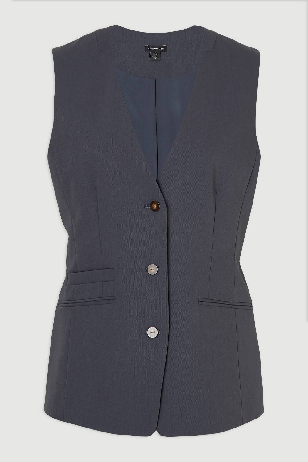 KarenMillen Gilet Ajusté en Sergé Essentiel à Simple Boutonnage
