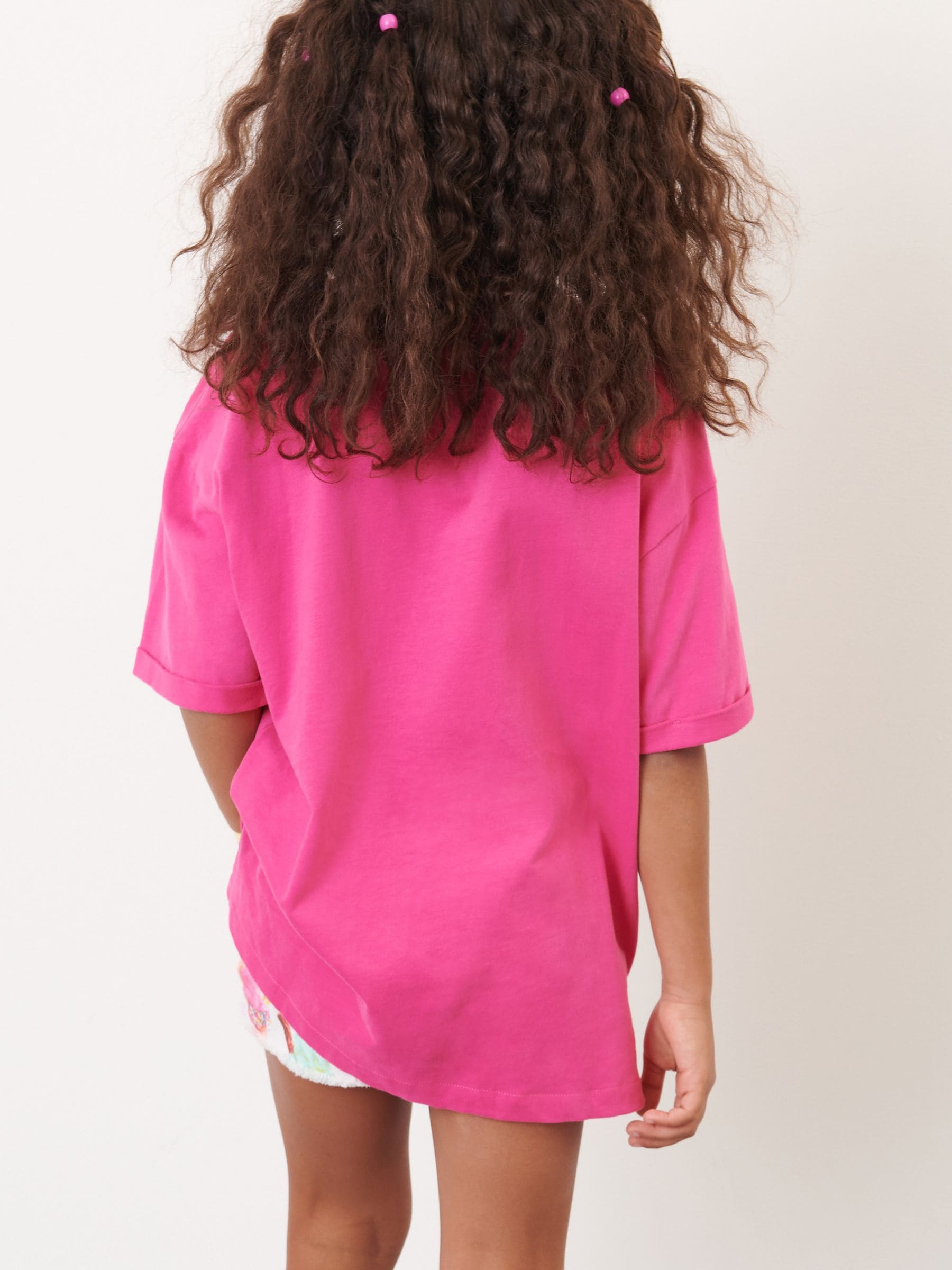 Magenta-roze - Oversized T-shirt (3-16 jr)