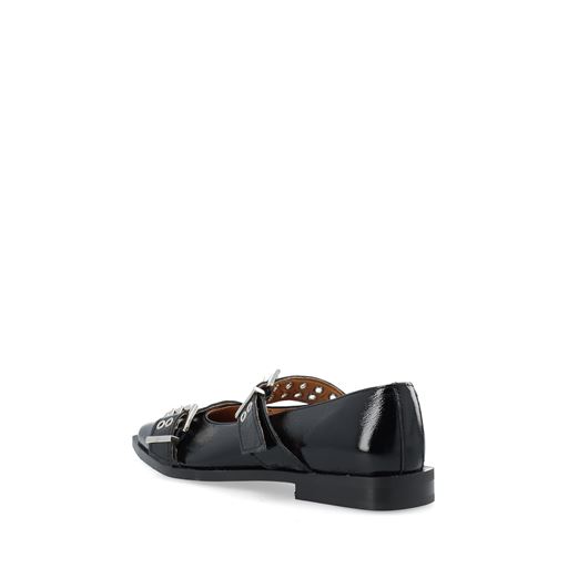 Bianco BIAVictoria Double Buckle Ballet Flat Nappalak, Black, 40