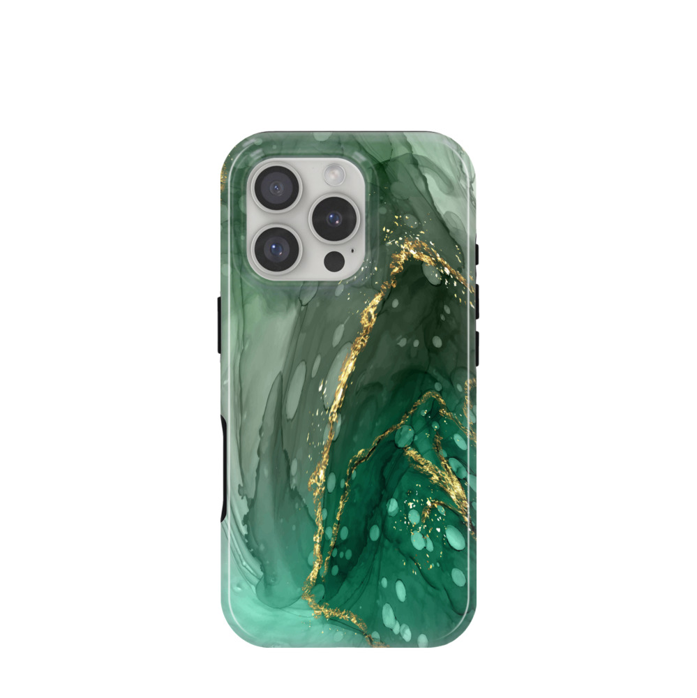 iPhone 16 Pro Hybrid (Kunststoff / Gummi) Hülle Marmor Marble 7 - Grün