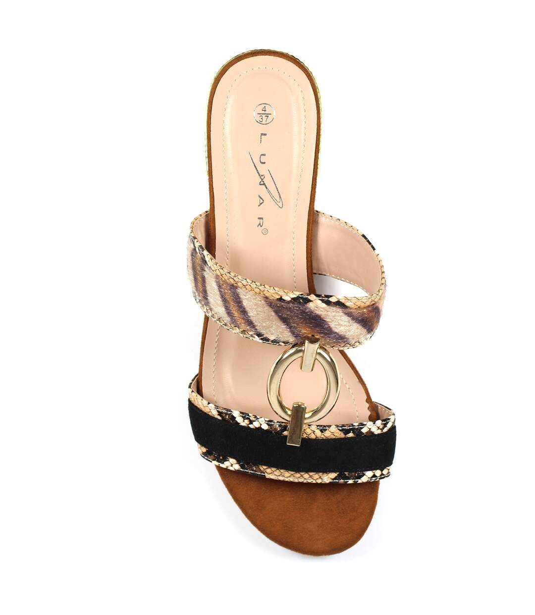 Lunar - Sandales FLEUR - Femme (Marron / Noir) - UTGS339