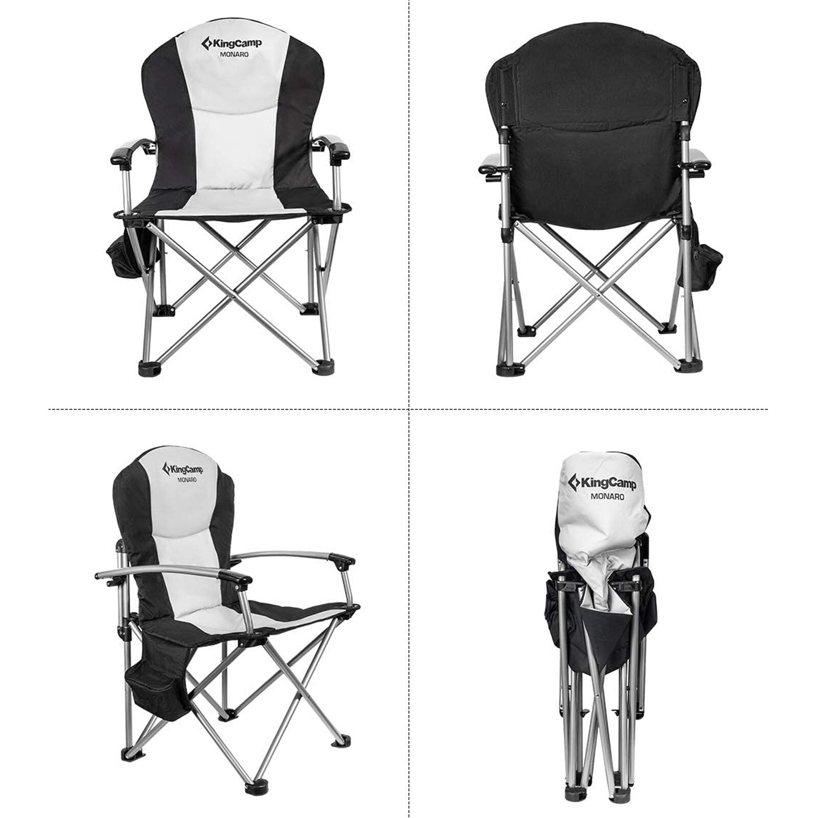 KINGCAMP Camping Falt Stuhl Hochlehne Klapp Sessel Garten Angel Kühltasche 160kg