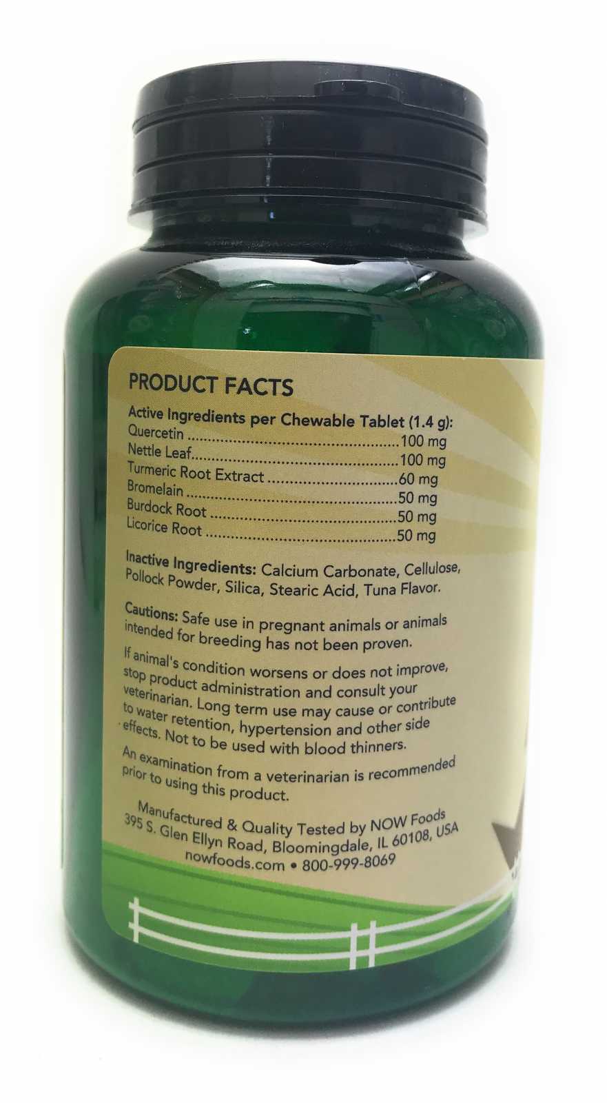 NOW Foods NOW PETS Pet Allergy para Cães e Gatos - 75 Petiscos Mastigáveis