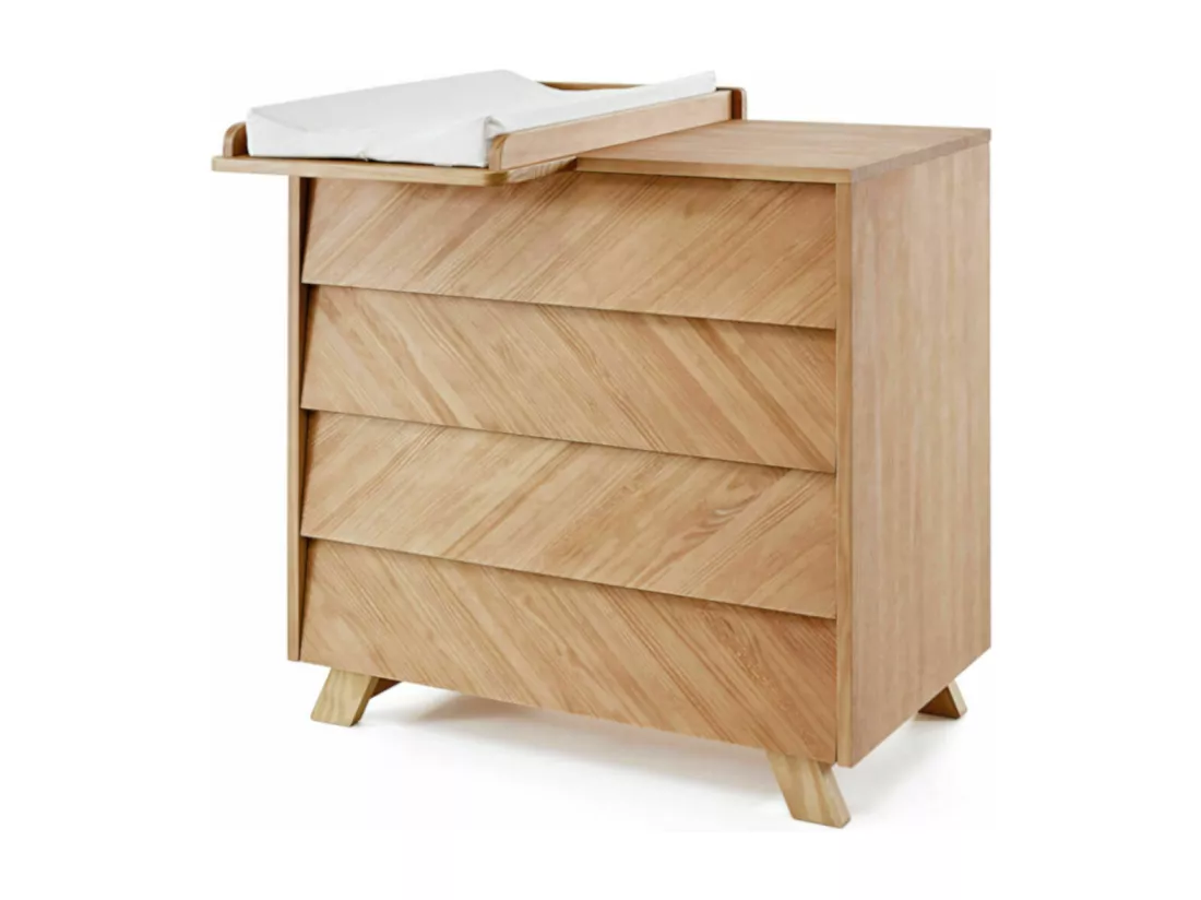 Commode à langer 4 tiroirs bois massif bois naturel KYOTO